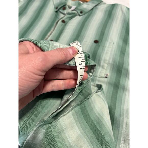Duck Camp Premium Outdoor Goods Short Sleeve button down Striped Shirt Green 2XL - Picture 3 of 7
